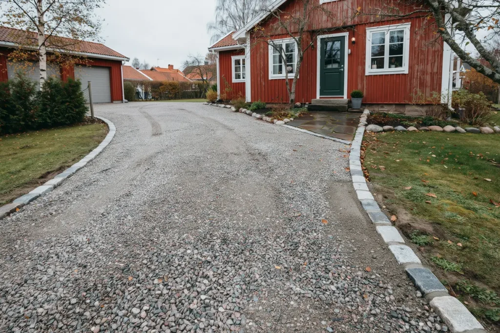 grusad uppfart utan problem s v ljer du r tt b rlager fraktion och kantavslutning