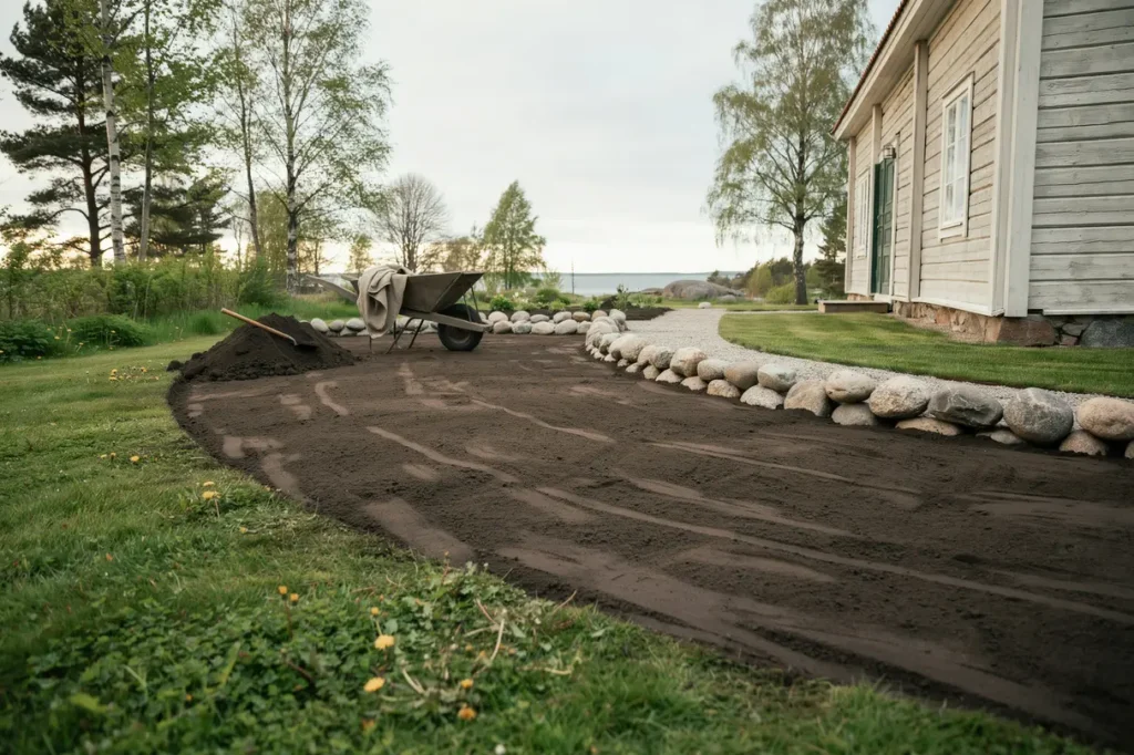 schakt och planering f r tr dg rdstomt i sthammar roslagen